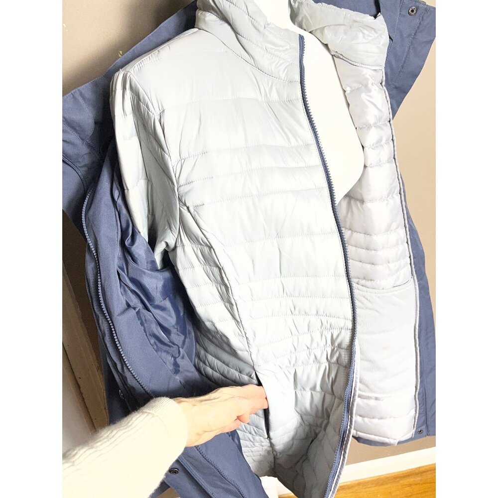 Swiss Tech 3 in 1 Coat Puffer Parka Raincoat Gray Winter Gorpcore Cabin Womens L - Picture 2 of 14